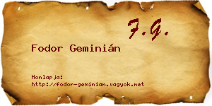 Fodor Geminián névjegykártya
